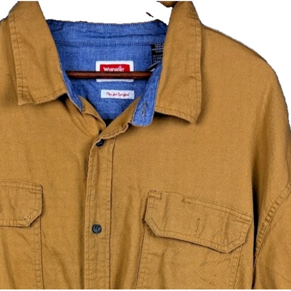 Wrangler Flex for Comfort Shirt Mens 3XL Brown Long Sleeve Button Up Workwear
